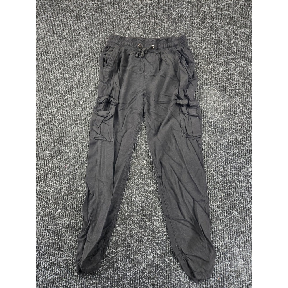 Rewash Womens Black Cargo Joggers Elastic Waist Rayon Pants J22106A71 Size S